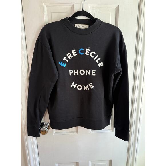 Être Cécile Sweaters - Être Cécile "Phone Home" Graphic Sweatshirt - Black - Petite/Small